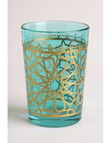 Verre à thé marocain zelige bleu-vert