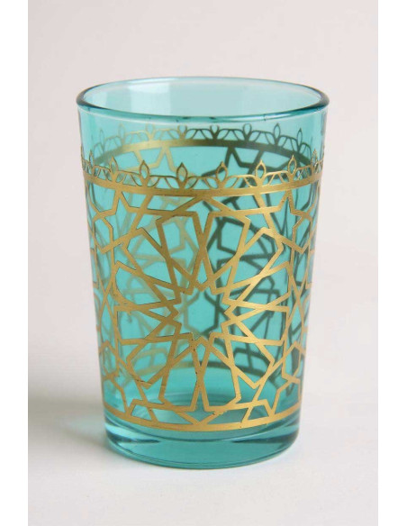 Verre à thé marocain zelige bleu-vert