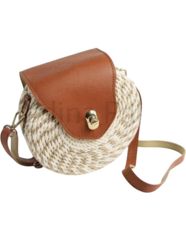 Sacs bandoulière en fibre végétale couleur caramel
