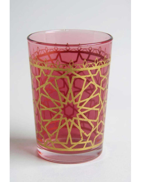 Red Moroccan Tea Glass – Zellige Pattern