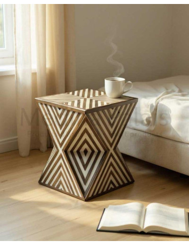 Black and White Hourglass Side Table