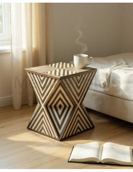 Table d'appoint sablier noir et blanc
