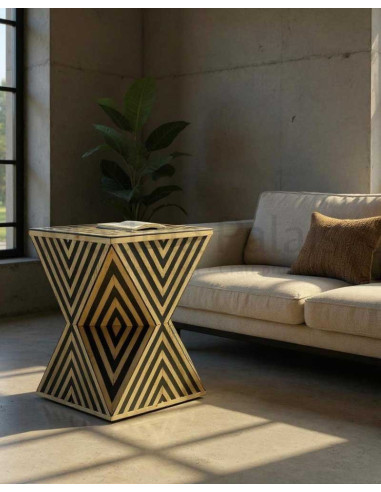 Black and Cream Hourglass Side Table