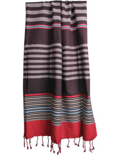 Brown striped fouta with red band