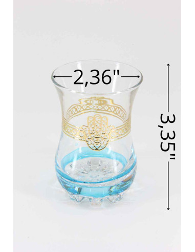 Six tea glasses with the Hand of Fatima
