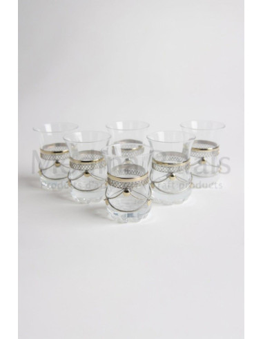 6 Moroccan Tea Glasses – Hammered Copper Patterns