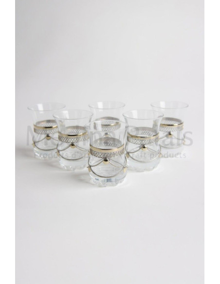 6 verres à thé marocains – Motifs en cuivre martelé