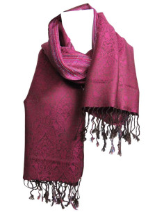 Raspberry Pashmina Scarf – Fine Pattern
