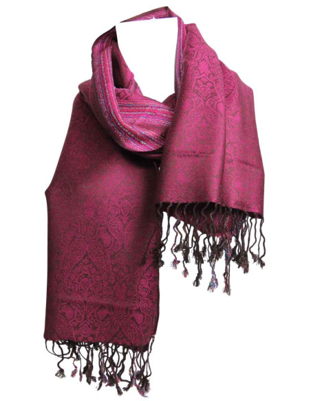 Raspberry Pashmina Scarf – Fine Pattern