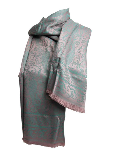 Sage Aqua Pashmina Scarf – Paisley