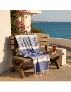 Blue fouta with white stripes 2