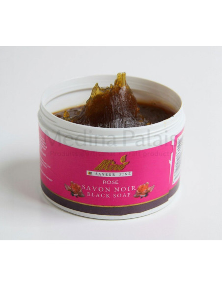 Moroccan Black Soap, Rose – 250 g Jar