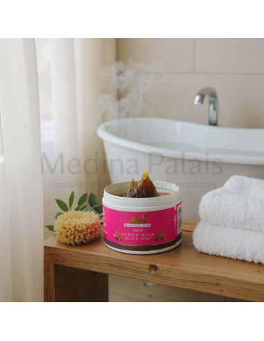 Moroccan Black Soap, Rose – 250 g Jar