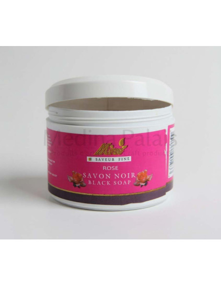 Moroccan Black Soap, Rose – 250 g Jar