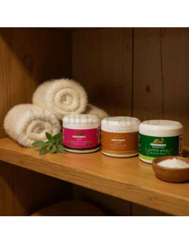 Moroccan Black Soap Trio – Unscented, Rose,...