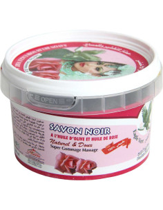 Savon noir gommage à l'huile d'olive et rose