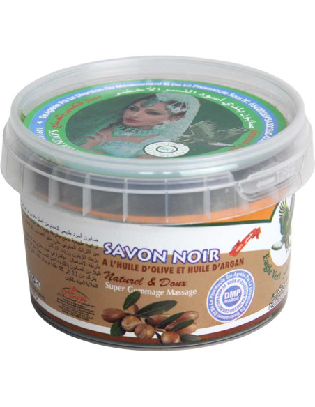 Savon noir gommage à l'huile d'olive et argan