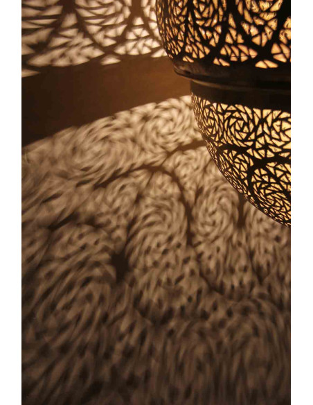 Lustre marocain en cuivre ajouré doré Koura, 40 po