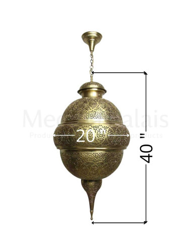 Lustre marocain en cuivre ajouré doré Koura, 40 po