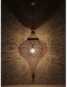 Moroccan Gold Openwork Copper Chandelier Essil, 45 in