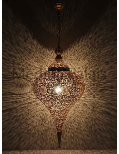 Moroccan Gold Openwork Copper Chandelier Essil, 45 in