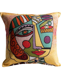Housse de coussin visage abstrait cubiste, 17 x 17 po