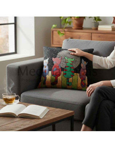 4 Cats Cushion Cover