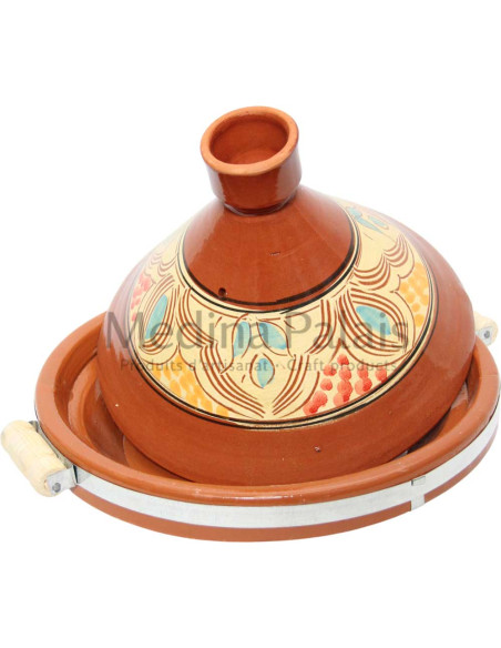 Hand-Painted Moroccan Clay Tagine 33 cm (13 in) – Serves 6 to 8, Red Dots