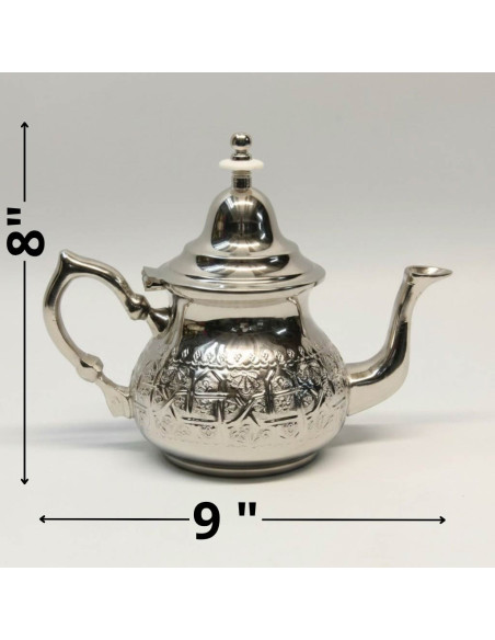 Moroccan Nickel-Plated Copper Teapot – 1 L