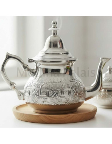 Moroccan Nickel-Plated Copper Teapot – 1 L