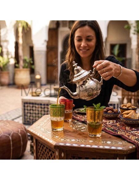 Théière marocaine en cuivre nickelé – 500 ml