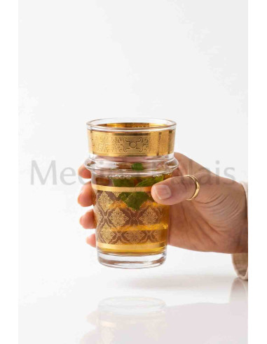 Ensemble de 6 verres à thé marocains dorés –...