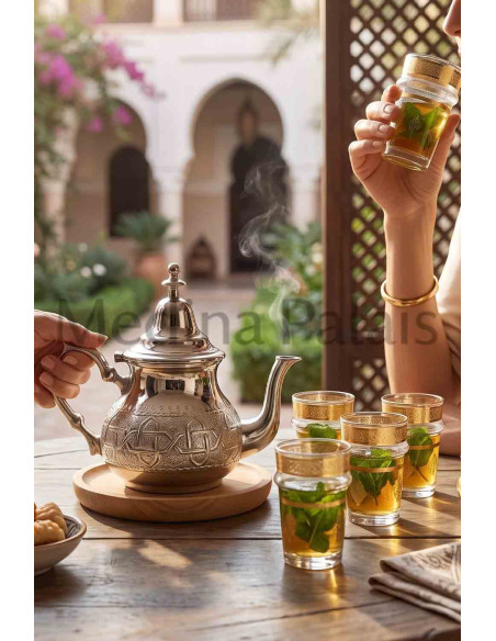Ensemble de 6 verres à thé marocains dorés – Faits à la main