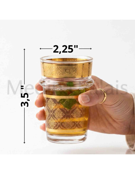 Ensemble de 6 verres à thé marocains dorés – Faits à la main