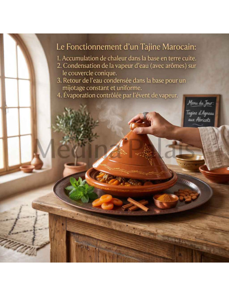 Tajine marocain en terre cuite 25 cm (10 po) – 2 à 3 personnes
