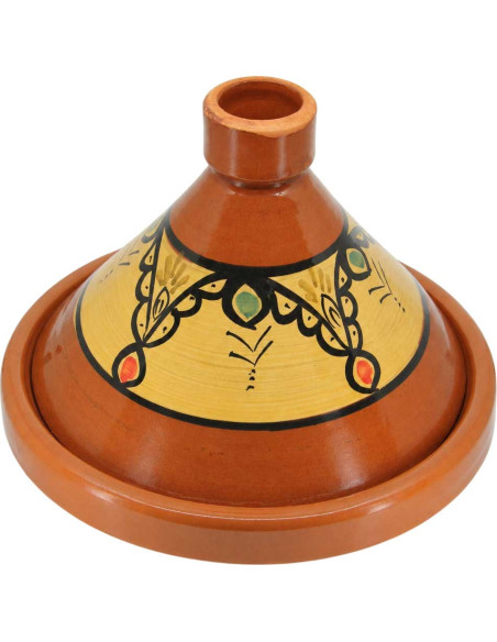 Tajine marocain en terre cuite 33 cm (13 po) – 6 à 8 personnes, arcs noirs
