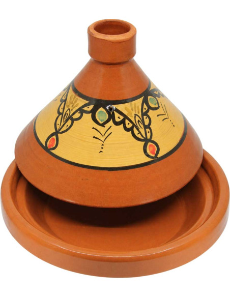 Tajine marocain en terre cuite 33 cm (13 po) – 6 à 8 personnes, arcs noirs
