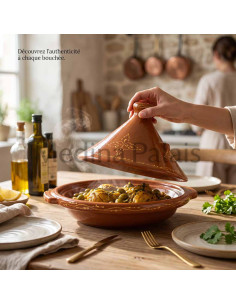 Moroccan Clay Pan-Shaped Tagine 14″ – Serves 6 to 8 2