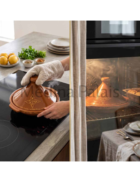 Tajine marocain en terre cuite, forme poêle 14″ – 6 à 8 personnes