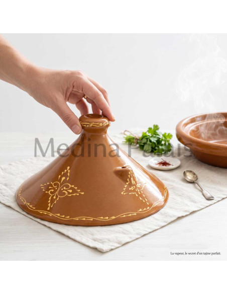 Tajine marocain en terre cuite, forme poêle 14″ – 6 à 8 personnes
