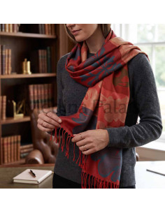 Coral and Grey Pashmina Scarf – Floral 2