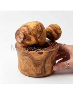 Tunisian Olive Wood Mortar and Pestle – 5″ × 3″