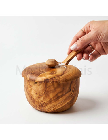 Sucrier en bois d'olivier avec cuillère
