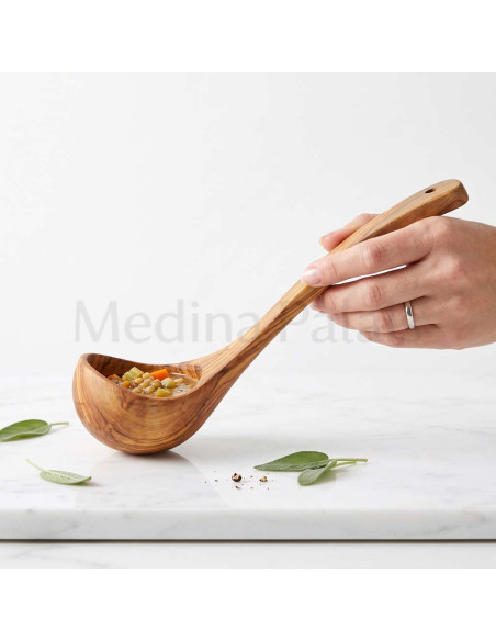 Handcrafted Tunisian Olive Wood Ladle – 12.5″