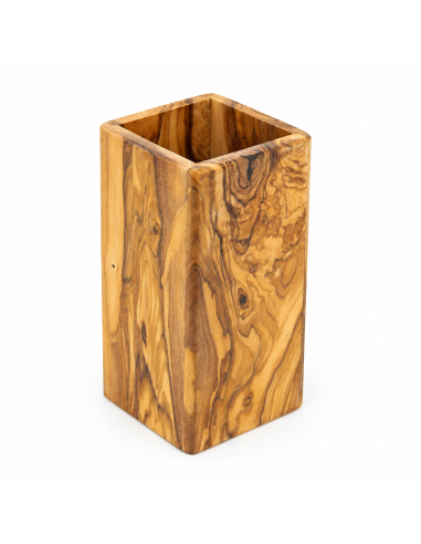 Olive Wood Utensil Holder, 7.5 x 3.5 in