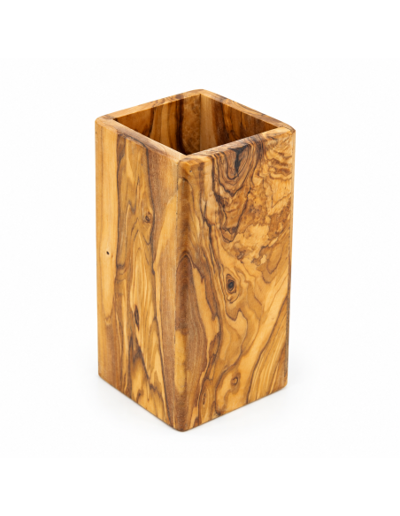 Olive Wood Utensil Holder, 7.5 x 3.5 in