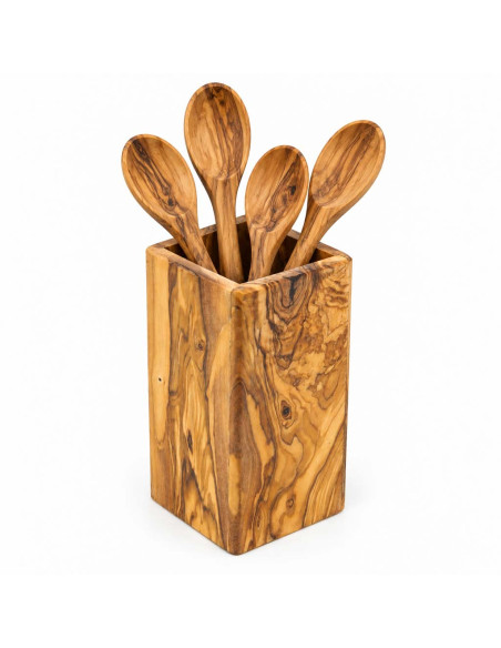 Porte-ustensiles en bois d'olivier, 7,5 x 3,5 po
