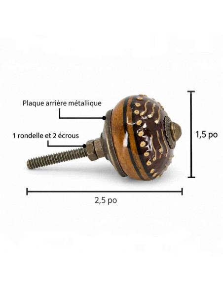 Boutons de meuble en céramique – Tons bruns et ocre
