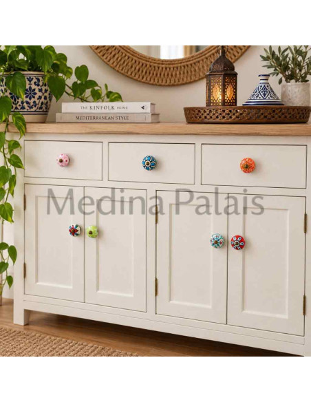 Boutons en céramique multicolores – Finition laiton