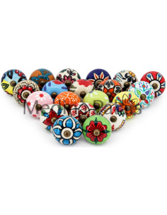 Boutons en céramique multicolores – Style bohème vintage...